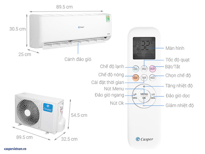 Tinh Cong Suat Dieu Hoa Casper Inverter 9.000btu