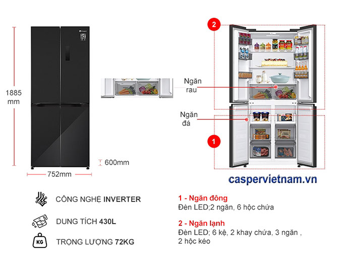 Tskt Casper Inverter 430 Lít Rm 430pb2 Tskt